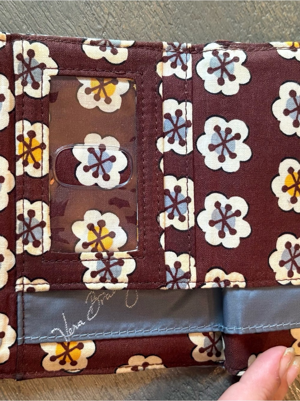 Vera Bradley Maroon Floral ID Card Wallet